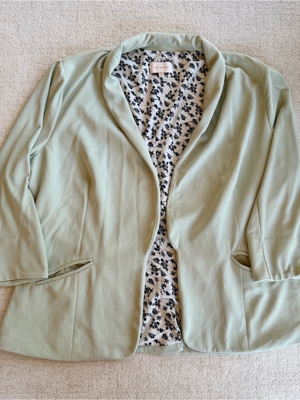 Skies Are Blue Mint Green Open-Front Blazer